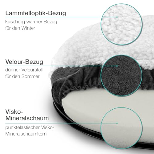 ELONEO Drehkissen für Autositz, Drehsitz für Senioren, Einstiegshilfe/Ausstiegshilfe, Inkl. Zusatzbezug, rutschfest, Belastbar bis 150 Kg, Für Auto Sofa Sessel Stuhl (Ø 39, 1 STK.)