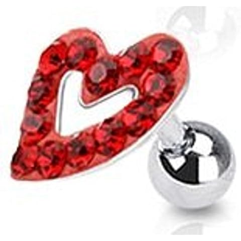 316L Surgical Steel Multi Paved Heart Top Tragus/Cartilage Piercing Stud 16g 5mm Cover