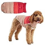 GF PET Color Block Dog Puffer Jacket - Lightweight & Insulated Winter Coat - Stylish & Comfortable Pet Jacket for Cold Weather - Adjustable Fit for Dogs - Medium, Pink