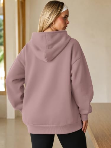 ATHMILE Womens Oversized Hoodies Fleece Sweatshirts with Pocket Dark Pink - image 3