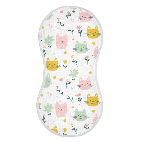 Cat Cotton Burp Towels for Baby Soft and Absorbent Baby spit up Rags for Unisex Set of 2, 22x11in2