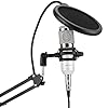 VBXCMLDPO BM800 USB Condenser Microphone Kit, Professional Studio Recording Mic with Flexible Boom Arm, One - Directional Pickup for PC Desktop Laptop Streaming Singing Podcasting (white+silver) #4