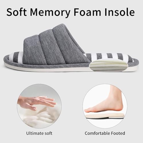 Image of shevalues Open Toe House Slippers for Women Men Memory Foam Bedroom Shoes