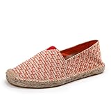 Morbuy Alpargatas Planas de Lona para Hombre y Mujer, 35-45 Alpargatas Clásicas de Esparto Plana Espadrillas Slip on Verano Unisex Espardeñas Planos en Canvas y Costuras (45,10 Naranja)
