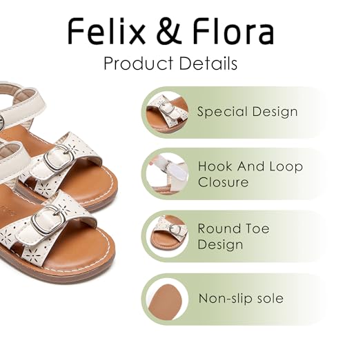 Image of Felix & Flora Toddler Girl Sandals - Flower Girl Dress Shoes Open Toe Little Kid Flats