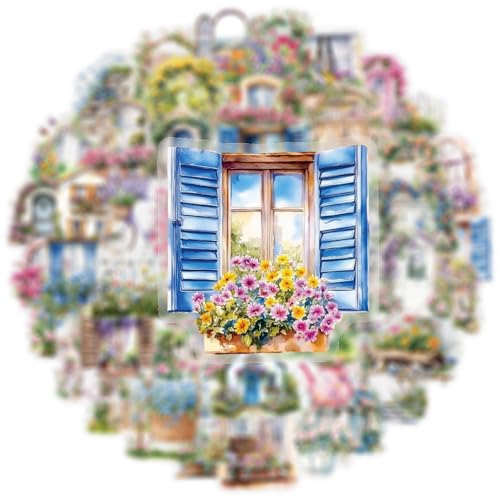 Image of 50PCS Garden Stickers Aesthetic PET Sticker Garden Flower wall Decal Waterproof Decorative Decals for Scrapbook DIY Crafts Album Bullet Journal Planner Water Bottles Laptop Phone (Garden Sticker)