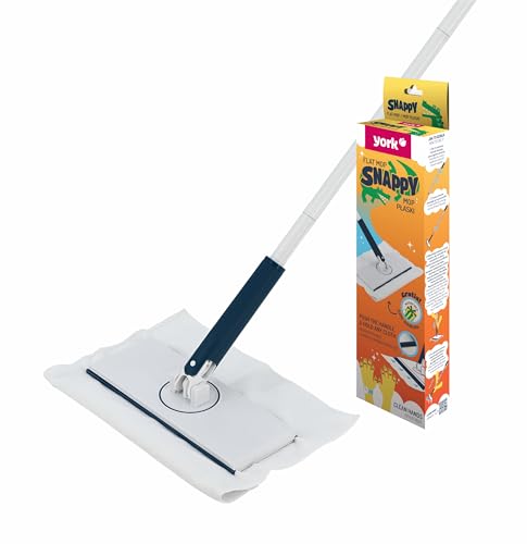 York Bodenwischer Wischmopp mit Mikrofasertuch 360 Drehgelenk Flachwischmopp Reinigung Putzen Snappy, Waschfläche 25 x 9,5 cm