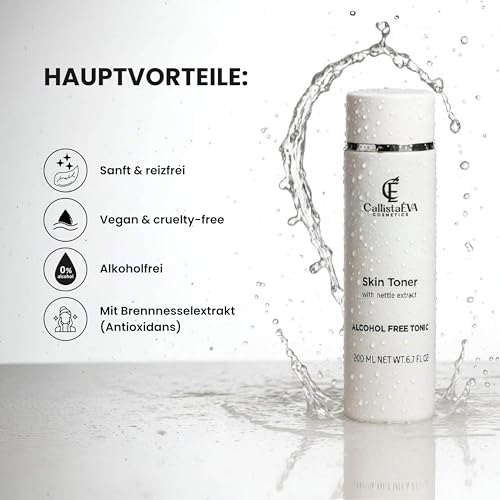 CallistaÉVA Tónico facial con ortiga [fabricado en Alemania] – Tóner sin alcohol para pieles sensibles, secas y grasas, calmante y equilibrador de pH, vegano, 200 ml - imagen 2