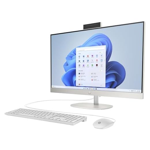 HP All-in-One Desktop-PC | 27" FHD Display | AMD Ryzen 3 7320U | 8 GB DDR5 RAM | 512 GB SSD | AMD Radeon-Grafikeinheit | Windows 11 Home | Weiß