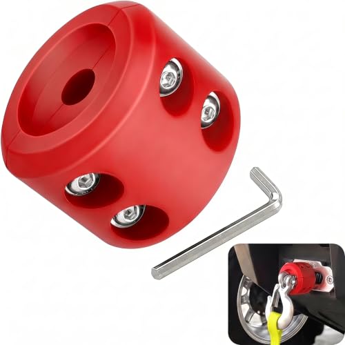 Image of Hoiricn Winch Cable Hook Stopper, Heavy Duty Rubber Rope Line Saver, Shock Absorbing Winch Stopper Protector with Stainless Steel Screws&Nuts, Universal for Cars ATV UTV SUV ORV Trucks Trailers(Red)