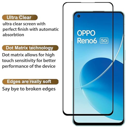 Image of HD Tempered Glass Screen Protector Compatible For Oppo Reno 6 5G With Edge To Edge Coverage And Easy Installation Kit