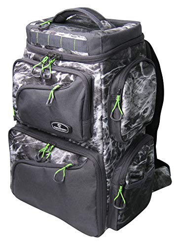 Evolution Outdoor 34002 Large Mouth Double Decker Mossy Oak Tackle Backpack – Water Camouflage, Outdoor Rucksack W/ 3 Fishing Trays, Padded Handle #TOP4
