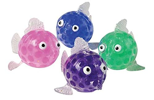 Curious Minds Busy Bags Set of 4 Sticky Fish Glob Target Balls - Throw and Sticks to Ceiling or Wall - Slowly Falls Off to Catch - Fun Teen / Tween Toy - Sticky Wall Crawler Stress Ball