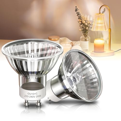 Aurax 28W Wax Warmer Bulbs GU10, MR16 GU10 Reflector Bulb Warm White 2800K GU10 Wax Burner Bulbs Dimmable 28W GU10 Heating Bulb for Candle Warmer Lamp, Scentsy Lamp - 2 Pack