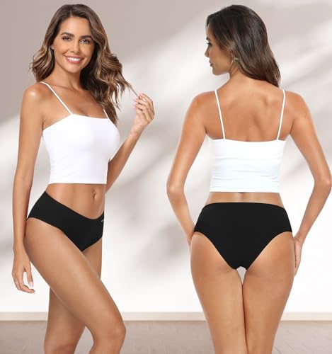 Image of coskefy Womens Underwear Cotton Hipster Panties Soft Stretch Ladies Cheeky Bikini Briefs 4 Pack