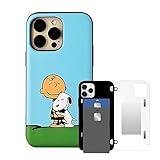 [iPhone 14 Pro Max Mirror Wallet Case] Kubrick Peanuts Snoopy Case Card Holder Mirror Bumper Phone C