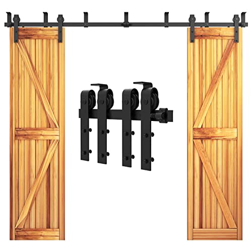 WOLFBIRD 228cm (7.5FT) Deckenhalterung Schiebetürbeschlag 2 Türen Schiebetür Rolltor Schiene Doppelschiene Halterung Schiebetüren Set