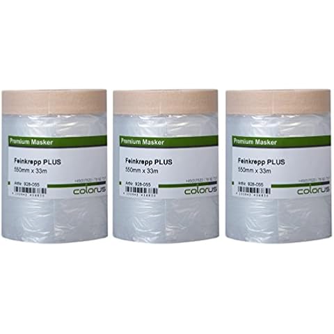 Colorus PLUS Fine Crepe Masking Film for Smooth and Slightly Rough Surfaces 55 cm x 33 m - Pack of 3 Cover