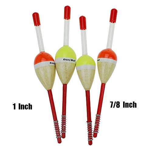 Krazywolf Day-Night Use Balsa Spring Fishing Floats,3/4 to 1 Inch,Pack of 12 - Thumbnail 7