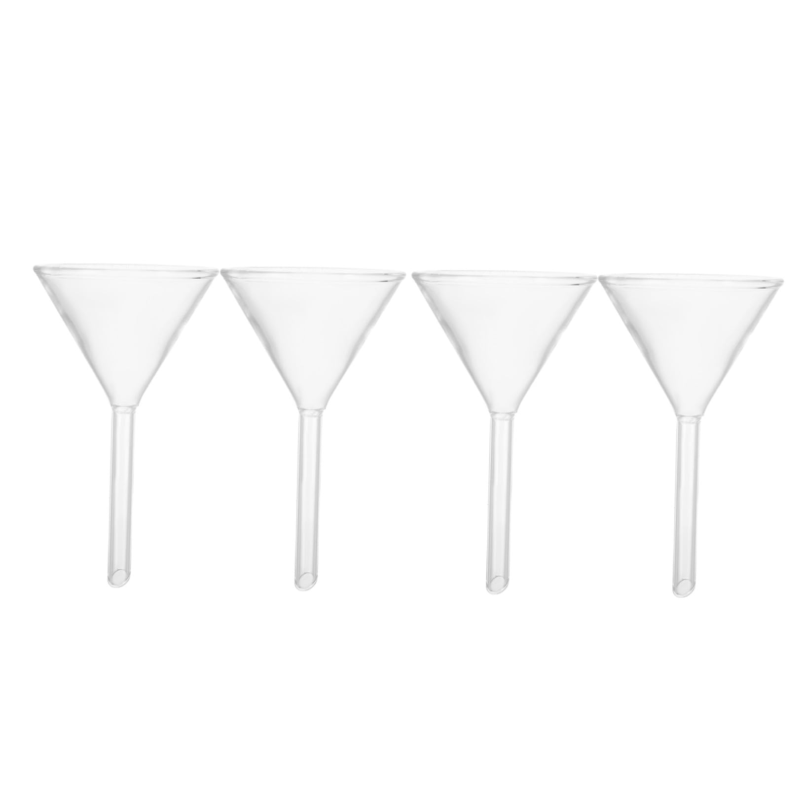 4 Stück Glas-trichter für Labor und Öllampen Hitzebeständig Breiter Mund Kurzer Stiel Präzises Befüllen und Filtrieren von Kerosinlaternen Kompakt und Transportabel für Laborbedarf