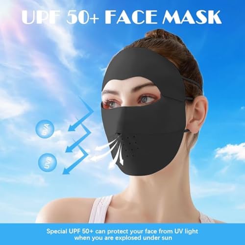 Image of 1Pc Silk Mask, UPF50+ Sun Protection Mask for Men Women, UV Full Face Masks for Winter and Summer, Rider, Helmet Masks, Unisex Ninja Face Cover, Reusable, Dustproof, Pollution Mask
