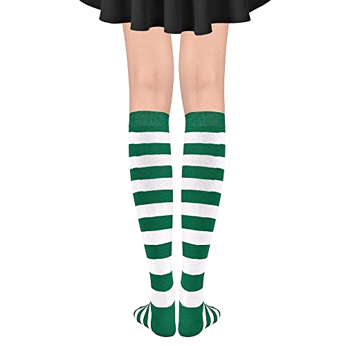 Image of DOOVID Casual Knee High Socks for Women Tube Socks Elasticity Athletic Socks Thin Stripe Knee High Stockings