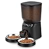 Automatic Cat Feeders for Two Cats, 5L/20 Cups Double Automatic Cat Food Dispenser with 2 Stainless Bowls, Timer Setting 20 Portions 6 Meals Per Day, 10s Meal Call, Pet Feeder for Dog (Black, 5L)