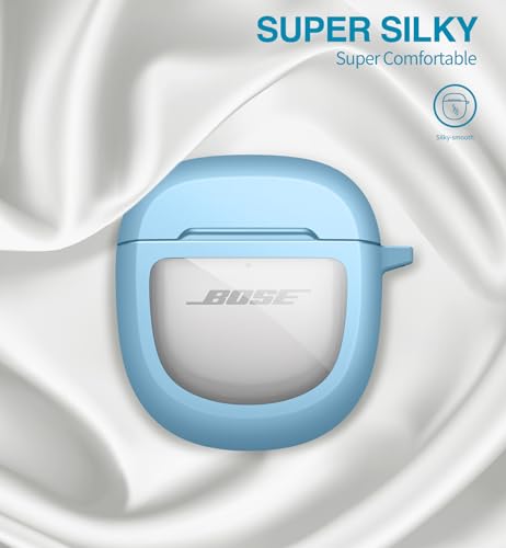 Image of SURITCH Clear Case for Bose QuietComfort Earbuds II 2022 /QuietComfort Ultra 2023 Cover, Full-body Shockproof TPU Protective Case with Carabiner & Key Ring & Transparent Logo Window(Blue)