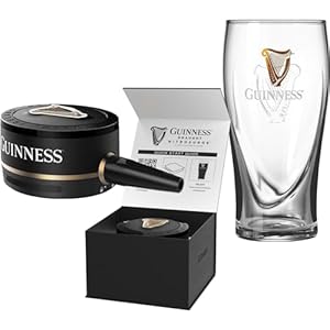 Guinness Nitrosurge Device With 20oz Gravity Pint Glass Giftset, Stout Beer, Perfect Pub Pour At Home Gift, Rechargeable Nitro Surge Guinness Device