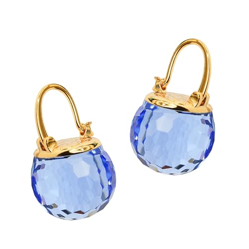 Image of Crystal Earrings for Women, Sparkly Austrian Crystal Disco Ball Earrings, 18K Gold Plated Post Drop Earrings with Colorful Spheres, Hypoallergenic & Lightweight, Ideal Gift for Her