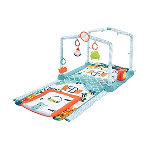 Fisher-Price Gimnasio casita de campo 2 en 1 Alfombra de actividades, manta se convierte en cabaña,...