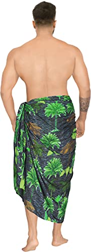 HAPPY BAY Men's Swim Bath Trunk Swimsuit Regular Surfing Swimwear Summer Sarong Long Pareo Beach Wrap for Men One Size Allover Trees, Black2
