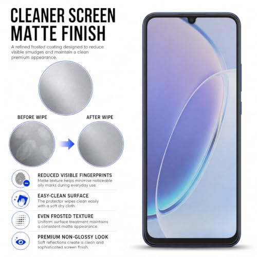 Image of FIRST MART Military-Grade Matte Tempered Glass for Vivo T5 Lite - 9H Screen Protector, Anti-Glare Protection, Scratch-Resistant, Bubble-Free (1 Pack)