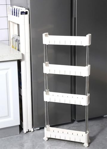 Foivozs隙間収納 9cm幅 10cm幅 隙間ラック キッチンワゴン スリム キッチン 隙間ラック 2/3/4/5/6/7層 棚 収納カート 超狭い キッチン キャスター付き 調味料 食品 冷蔵庫 ローリングラック おしゃれ 組立簡単 サイド収納 移動