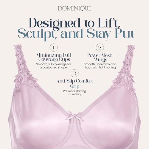 Image of Dominique Mystique Minimizer Bra #7000 - Seamless Full Figure Underwire Lingerie for Women, Smooths & Shapes