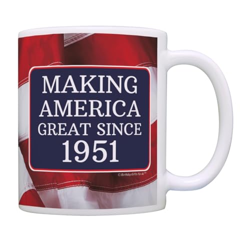 75th Birthday Gifts Making America Great Since 1951 Conservative Birthday Mug 11oz Coffee Mug USA Flag