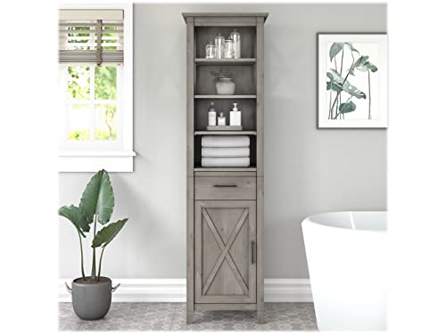 Bush Furniture Key West Tall Bathroom Storage Cabinet, Driftwood Gray - Image 2