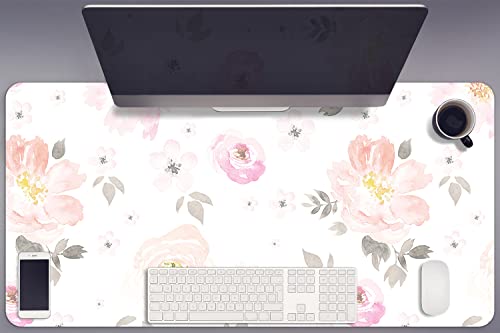 Sous-main de bureau gaming 90x45cm tapis vinyle grand format protection bureau motif floral