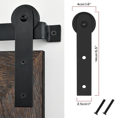 Image of COGOOD Farmhouse Barn Door Mirror - 22 inch x 30 inch Rustic Wood Framed Wall Mirror for Bathroom, Living Room, Entryway Wall Decor (Black Brown)