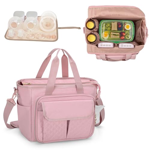 LUXJA Large Wearable Breast Pump Bag with a Waterproof Mat for Wearable Breastfeeding Pump