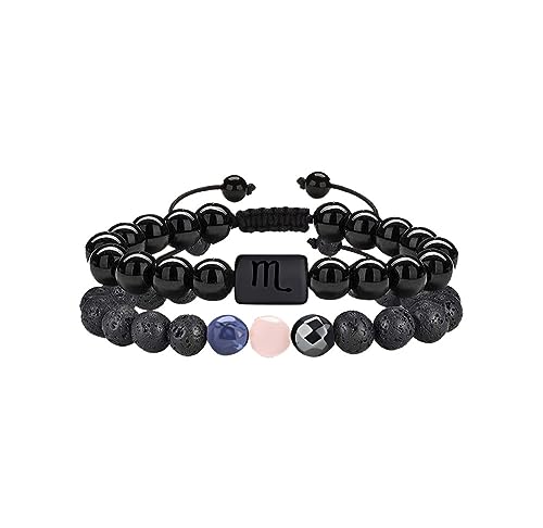 Bracelet 12 constellations et pierre volcanique pour aromathérapie