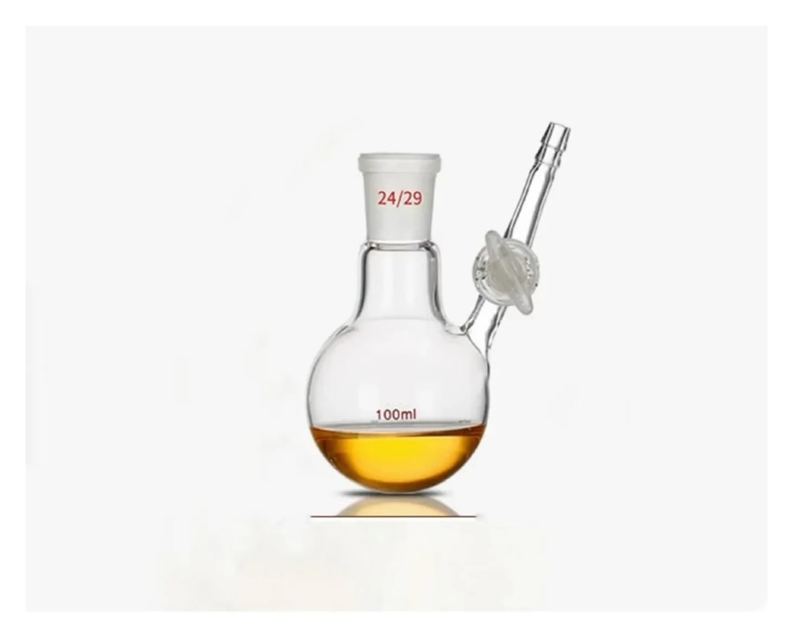 Frasco de reacción estándar individual con boca esmerilada, capacidad de 25 ml a 250 ml, junta 19/26-24/29, válvula de vidrio, matraz de reacción(250ml 24-29)