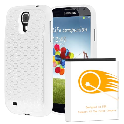 Combo Pack 8600mAh Extended Battery Thicker Hard Cover Anti-Slip Soft TPU Grip Back Bumper Full Edge Protection Case Compatible with Samsung Galaxy S4 I9500 SGH-M919 Phone