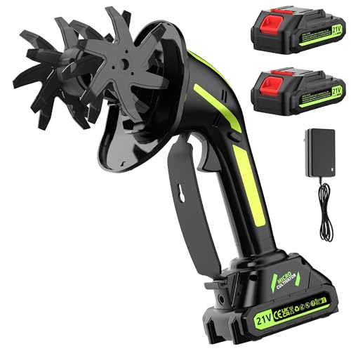 21V Cordless Tiller Cultivator for Gardening Electric Garden Tiller Hand Tiller with 5.0Ah*2 Battery Ergonomic Lightweight Handheld for Lawn Soil