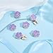 CRAFTYMELODY 6Pcs Flower Button Covers Cufflinks Metal Enamel Floral Cufflinks Decorative Buttons Clips Apparel Accessories for Formal Business Wedding Clothing Fashion Decoration Lilac