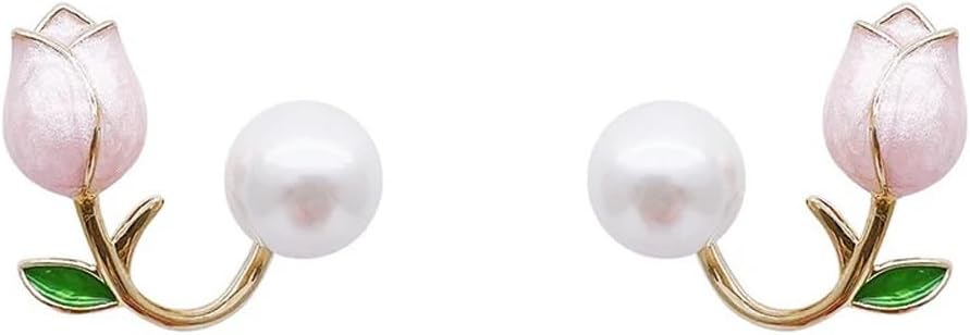 Latest Stylish Pink Flower Pearl Earrings for Women and Girls (14974er)