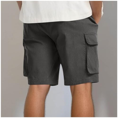 Image of Men's Cargo Sweat Shorts Casual Drawstring Elastic Waist Athletic Workout Gym Jogger Shorts with Multi Pockets