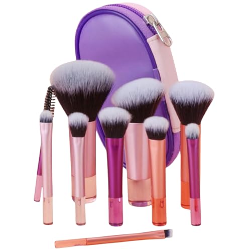 10 Pcs Travel Makeup Brush Set Portable Small Eyeshadow Eye Foundation Brush Shadow Contour Blush Mini Makeup Brushes Travel Size With Pack