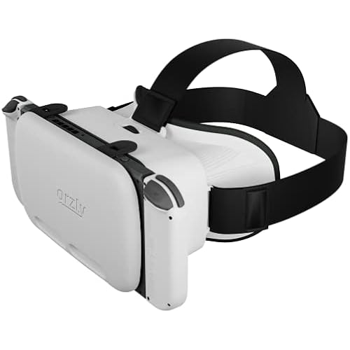 Orzly VR Headset Designed for Nintendo Switch & Switch OLED Console with Adjustable Lens for a Virtual Reality Gaming Experience and for Labo VR - White - Gift Boxed Edition