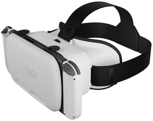 Orzly VR Headset zaprojektowany dla konsoli Nintendo Switch Nintendo Switch OLED regulowaną soczewką do wirtualnego doświadczenia grach wirtualnej rzeczywistości - Edycja Biała, kompatybilny z Labo VR